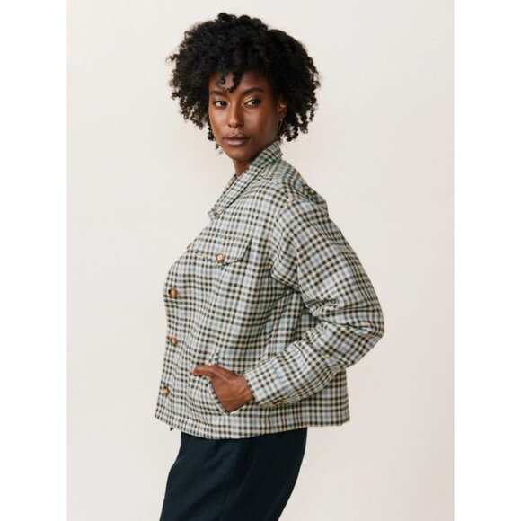 NWT ABLE Gianna Plaid Jacket S Blazer Cropped Pockets Academia Classic Capsule - Picture 2 of 12
